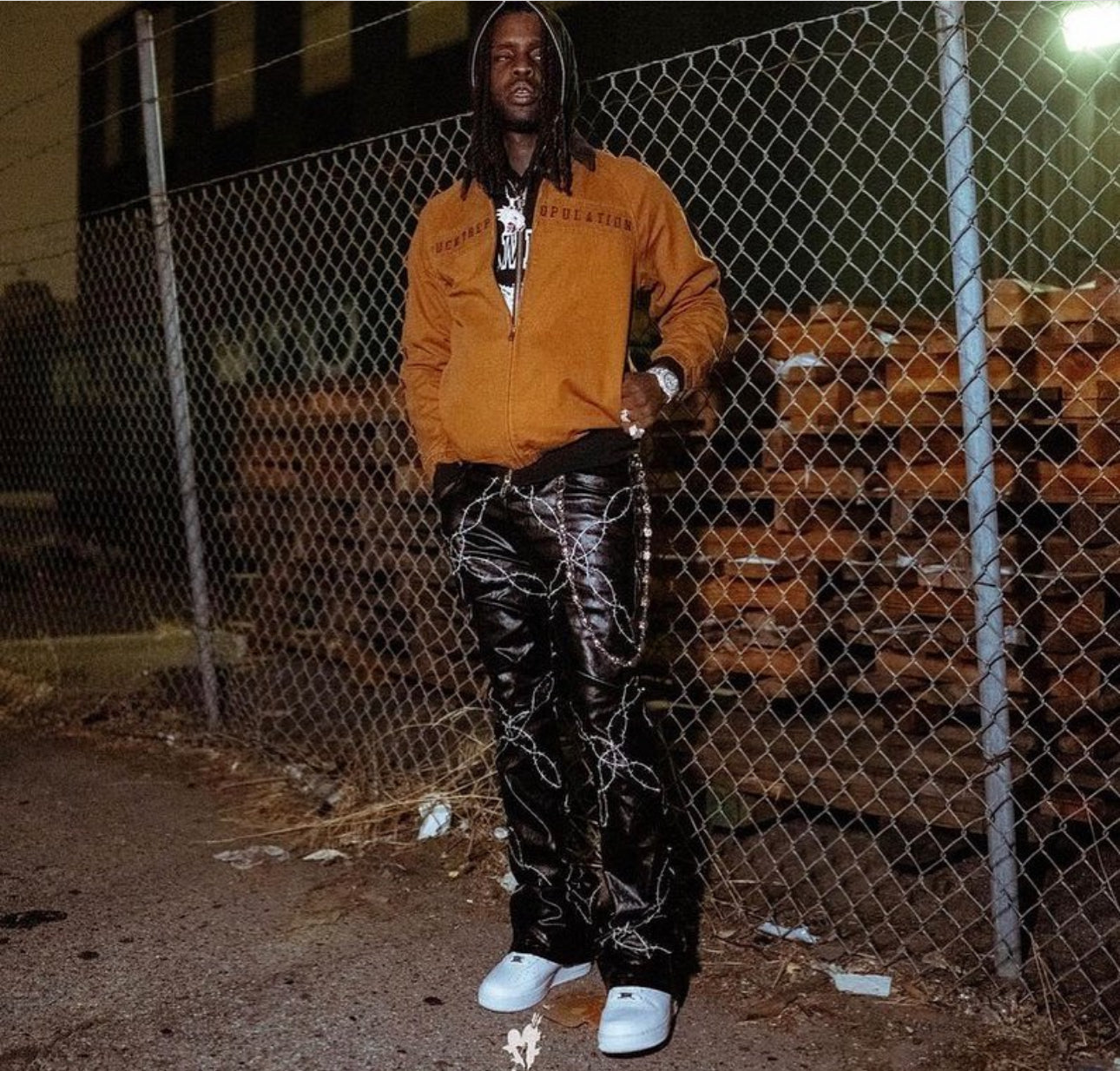 ‘INFINITI’ Barb wire wax jeans